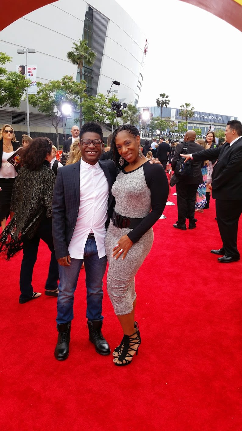 Photo of Kimbee Parks and son Kamil McFadden at Radio Disney Music Awards